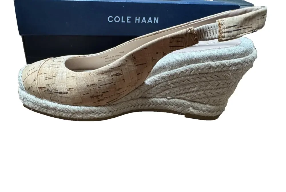 Cole Haan Shoes Womens Size 5.5 Cork Espadrille Wedge Slingback Sandals W28124